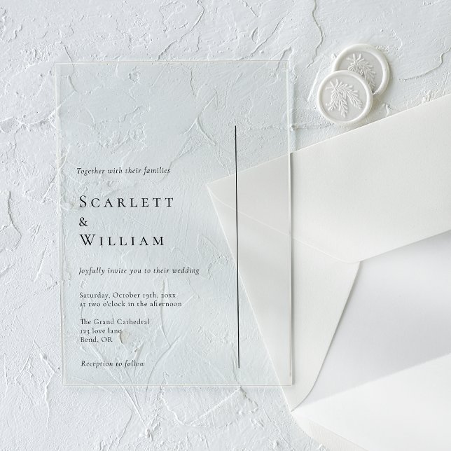 Invitaciones Acrílicas Boda Mínimo Simple Moderno (Subido por el creador)