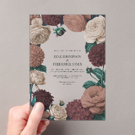 Invitaciones Acrílicas Boda Mocha Plum, Berry Clay y Silk Taupe
