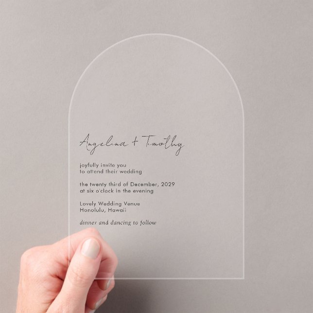 Invitaciones Acrílicas Boda moderada moderada y elegante minimalista (Insitu (portátil))