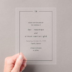 Invitaciones Acrílicas Boda Moderna Atemporal Save the Date