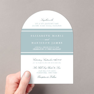 Invitaciones Acrílicas Boda moderna azul huevo de pato