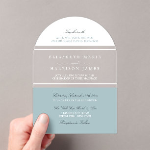 Invitaciones Acrílicas Boda moderna azul huevo de pato