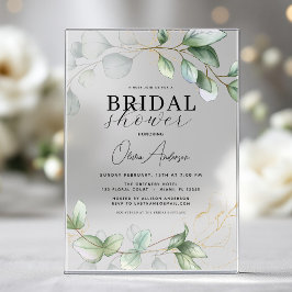 Invitaciones Acrílicas Boda Moderna Botánica Eucalipto Rústico