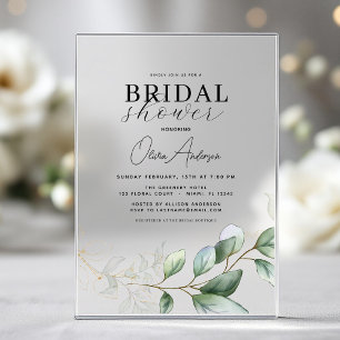 Invitaciones Acrílicas Boda Moderna Botánica Eucalipto Rústico