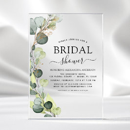 Invitaciones Acrílicas Boda Moderna Botánica Eucalipto Rústico