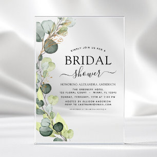 Invitaciones Acrílicas Boda moderna Botanical Eucalipto Rústico