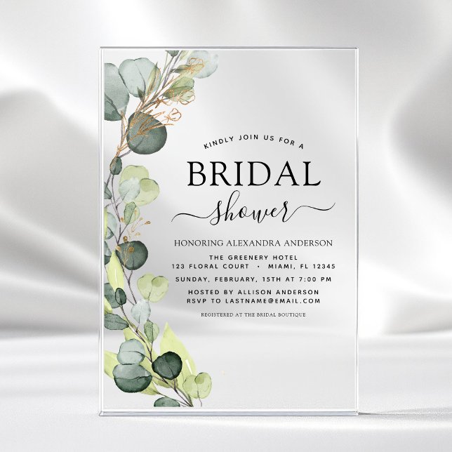 Invitaciones Acrílicas Boda moderna Botanical Eucalipto Rústico (Subido por el creador)
