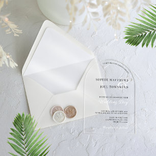 Invitaciones Acrílicas Boda Moderna Casual Grande Ampersand Negro Blanco