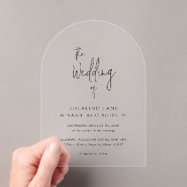 Invitaciones Acrílicas Boda moderna clásica en blanco y negro