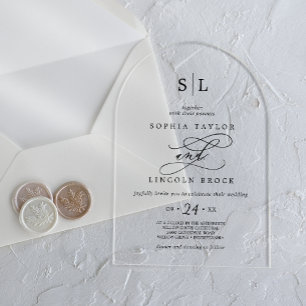 Invitaciones Acrílicas Boda moderna clásica simple caligrafía romántica