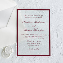 Invitaciones Acrílicas Boda moderna con borde de Borgoña