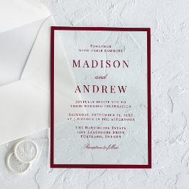 Invitaciones Acrílicas Boda moderna con borde de Borgoña