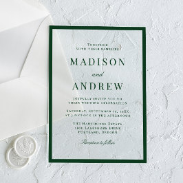 Invitaciones Acrílicas Boda moderna con borde verde