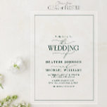 Invitaciones Acrílicas Boda moderna con caligrafía en verde esmeralda<br><div class="desc">Esta invitación de boda emana un aire de elegancia refinada,  diseñada para hacer una declaración mientras mantiene un sentido de gracia discreta. La caligrafía moderna,  enmarcada en un sofisticado verde esmeralda,  invita a sus invitados a presenciar el comienzo de un hermoso viaje entre dos personas que están profundamente enamoradas.</div>