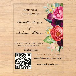 Invitaciones Acrílicas Boda moderna con código QR