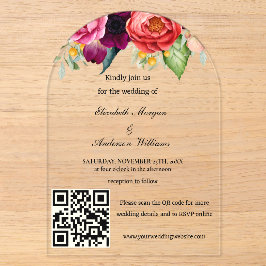 Invitaciones Acrílicas Boda moderna con código QR