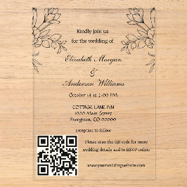 Invitaciones Acrílicas Boda moderna con código QR