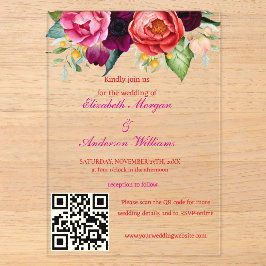 Invitaciones Acrílicas Boda moderna con código QR
