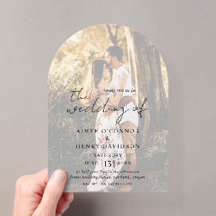 Invitaciones Acrílicas Boda moderna con foto y letra rústica