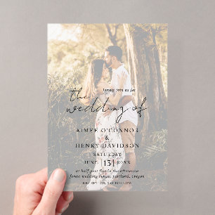 Invitaciones Acrílicas Boda moderna con foto y letra rústica