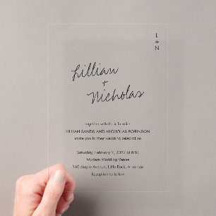 Invitaciones Acrílicas Boda moderna con letra contemporánea