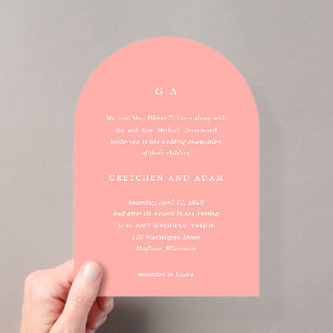 Invitaciones Acrílicas Boda moderna de coral elegante