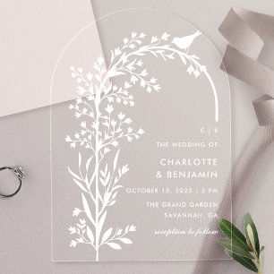 Invitaciones Acrílicas Boda moderna de White Bird y Branch