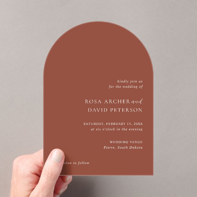 Invitaciones Acrílicas Boda Moderna Editorial de Cobre Rústico (Insitu (portátil))
