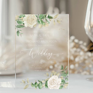 Invitaciones Acrílicas Boda moderna elegante con vegetación