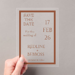 Invitaciones Acrílicas Boda moderna elegante de cobre
