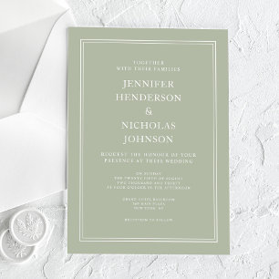 Invitaciones Acrílicas Boda moderna elegante formal verde salvia