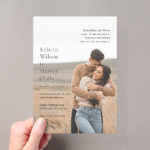 Invitaciones Acrílicas Boda moderna foto en blanco y negro con estilo
