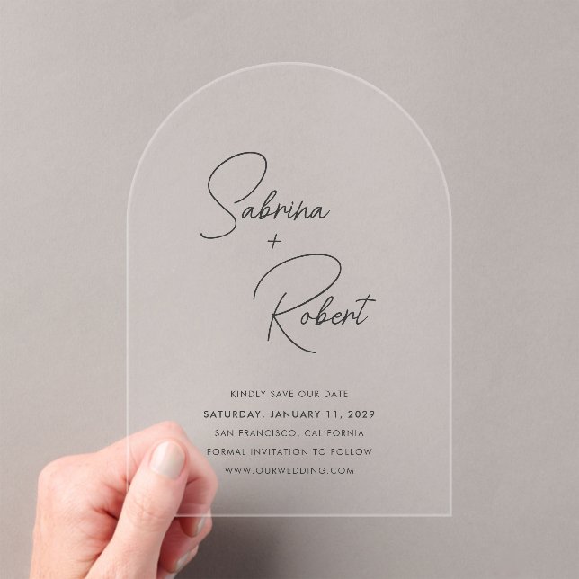 Invitaciones Acrílicas Boda moderna limpia guardar la fecha (Insitu (portátil))