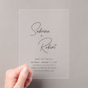 Invitaciones Acrílicas Boda Moderna Limpia Save the Date
