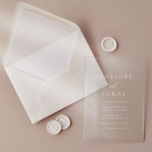 Invitaciones Acrílicas Boda moderna minimalista con guión clásico