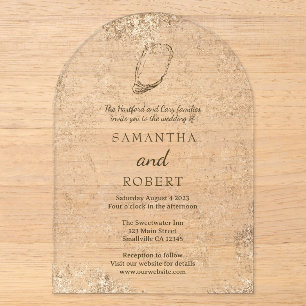 Invitaciones Acrílicas Boda moderna minimalista de acuarela en la playa d