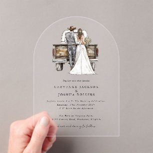 Invitaciones Acrílicas Boda Moderna Rústica Occidental Novia Novio