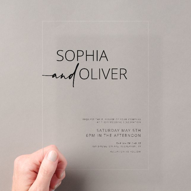 Invitaciones Acrílicas Boda Moderna Simple (Insitu (portátil))
