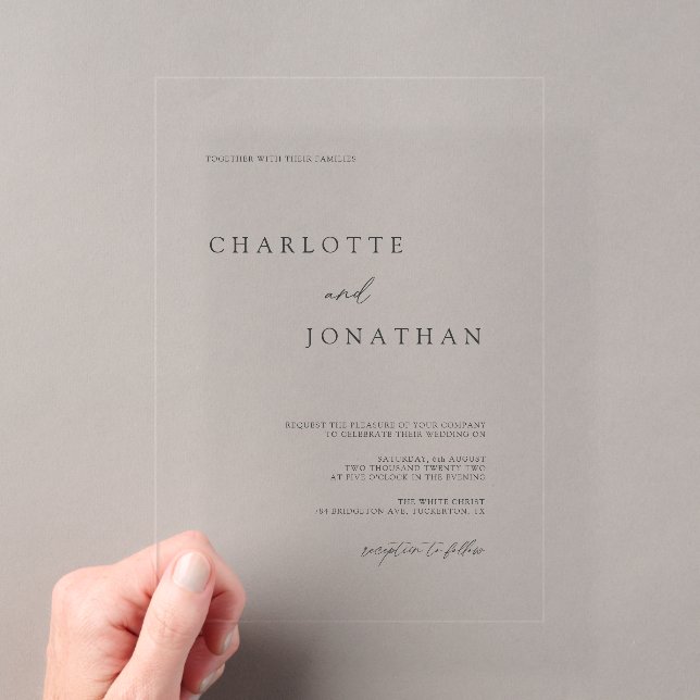 Invitaciones Acrílicas Boda moderna simple y elegante (Insitu (portátil))