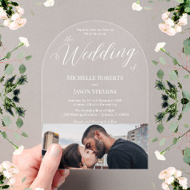 Invitaciones Acrílicas Boda Moderna y Elegante con Caligrafía en la Parte