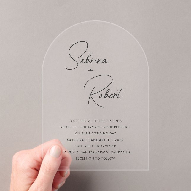 Invitaciones Acrílicas Boda Moderna y Limpia (Insitu (portátil))