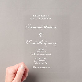 Invitaciones Acrílicas Boda moderna y minimalista elegante