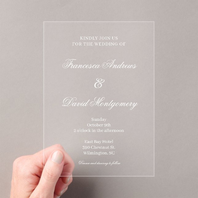 Invitaciones Acrílicas Boda moderna y minimalista elegante (Insitu (portátil))