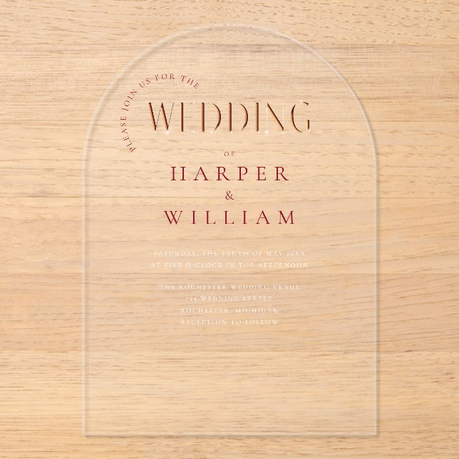 Invitaciones Acrílicas boda moderno (Anverso)