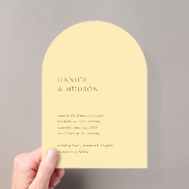 Invitaciones Acrílicas Boda moderno amarillo de mantequilla minimalista