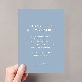 Invitaciones Acrílicas Boda moderno azul y agitado simple