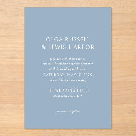 Invitaciones Acrílicas Boda moderno azul y agitado simple