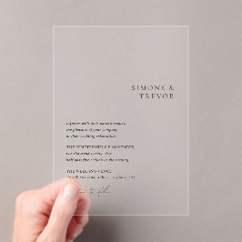 Invitaciones Acrílicas Boda moderno blanco y negro limpio