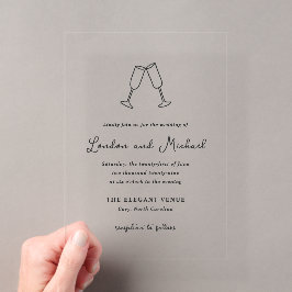 Invitaciones Acrílicas Boda moderno con flautas de piel dibujadas a mano