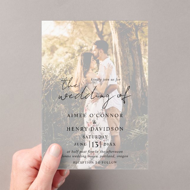 Invitaciones Acrílicas Boda moderno con guión ruso (Insitu (portátil))
